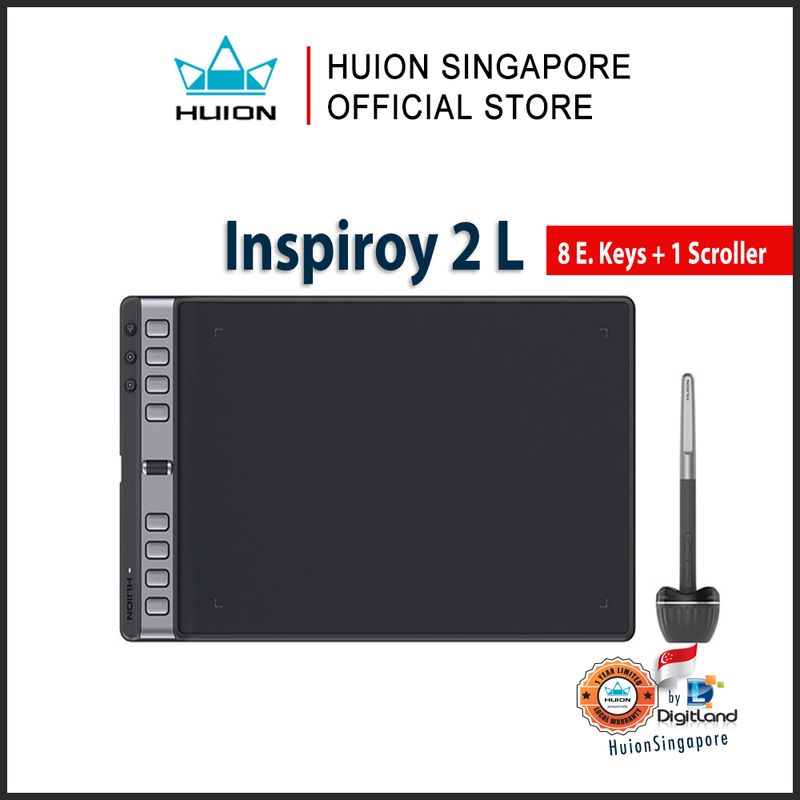 Huion Inspiroy 2 L with 3 Group Keys and 1 scroller Portable Drawing Pen Tablet Battery-free Pen with PenTech 3.0
