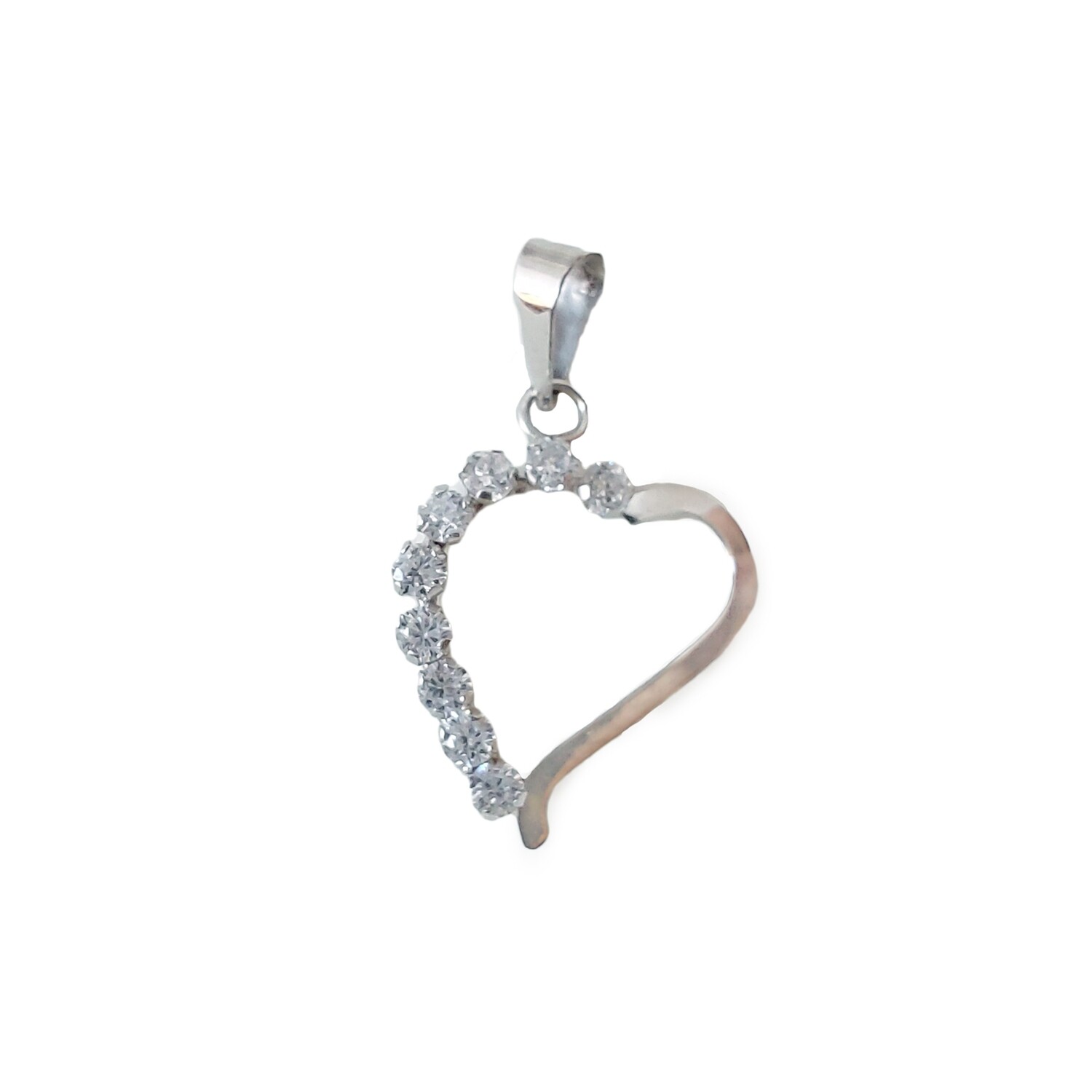 Dije Oro Blanco 18k con Circón Corazón*