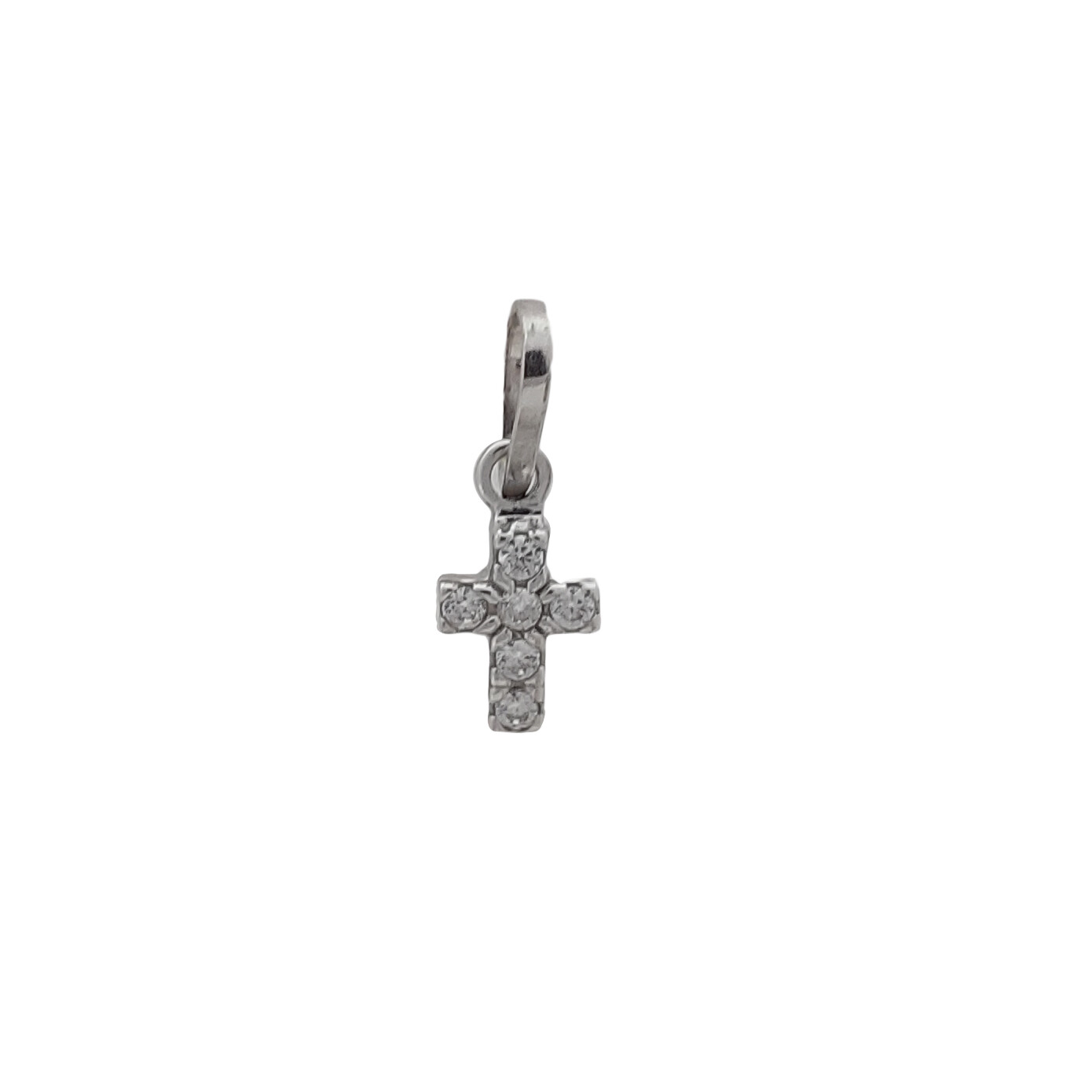 Cruz Oro Blanco 18k con Circón*