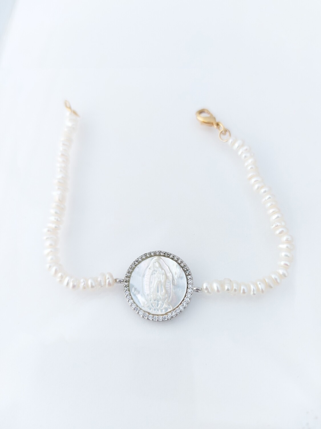 Pulsera con Perlas Medalla Virgen*
