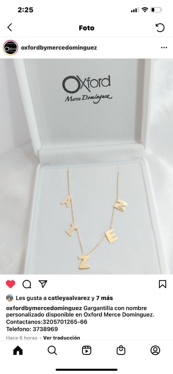 Gargantilla Oro Amarillo 18k con letras