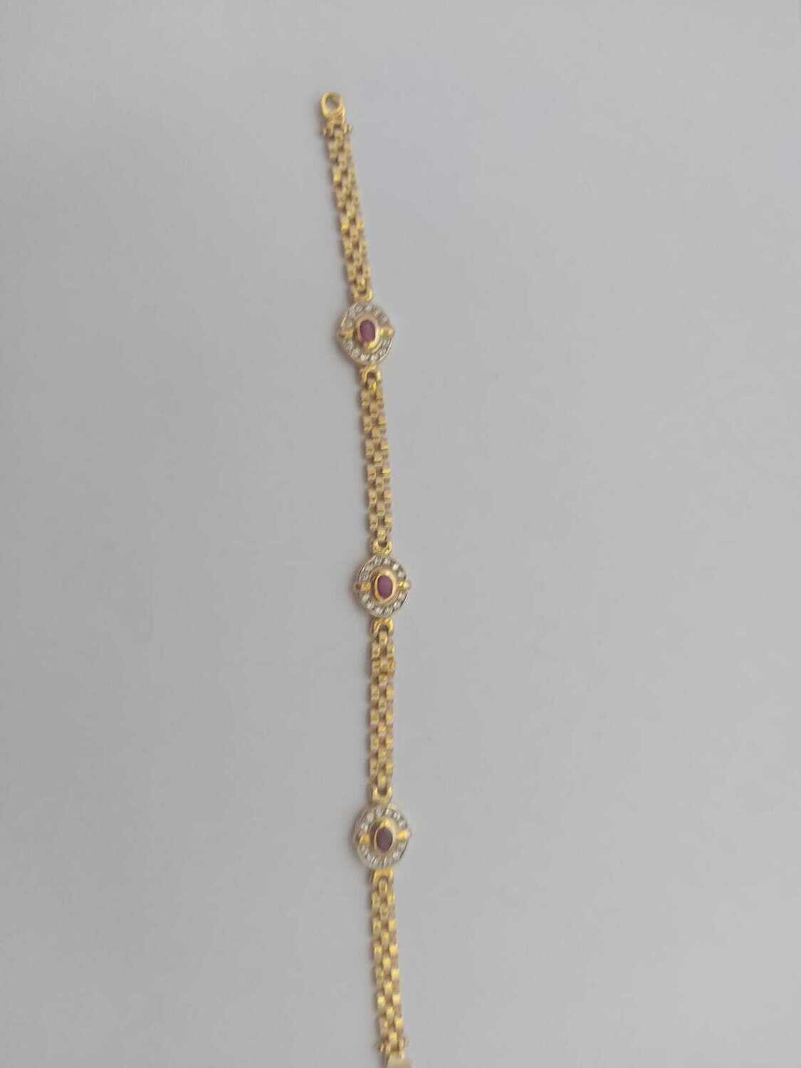 Pulsera en Oro Amarillo 18k Cartier con Rubí y Circón*