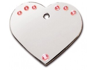 Corazón grande Diva cromado con Piedras Rosadas
