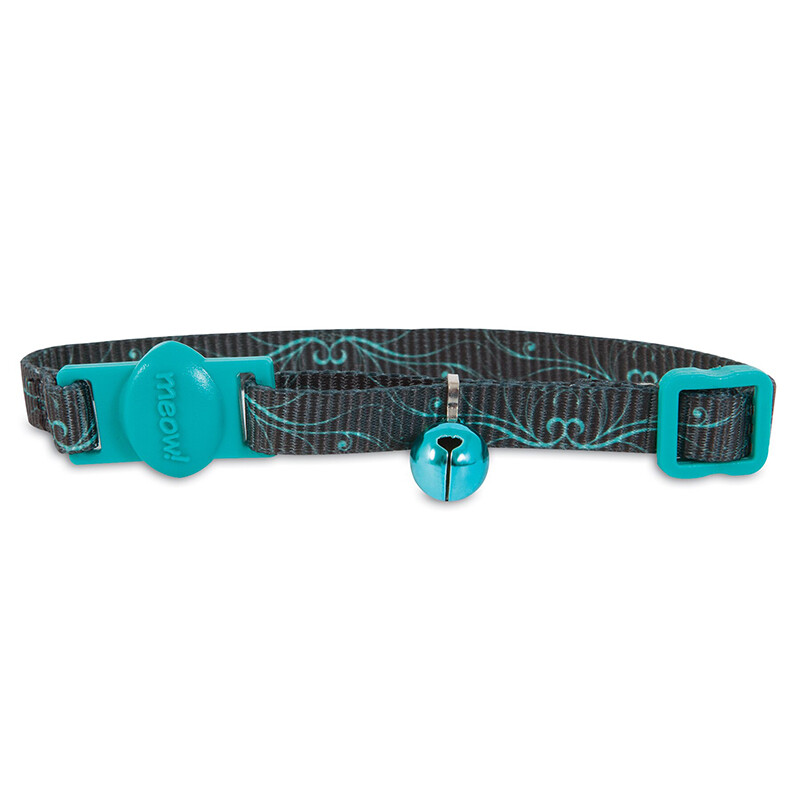 Cat Collar 8-12" SWIRLS BLACK TEAL