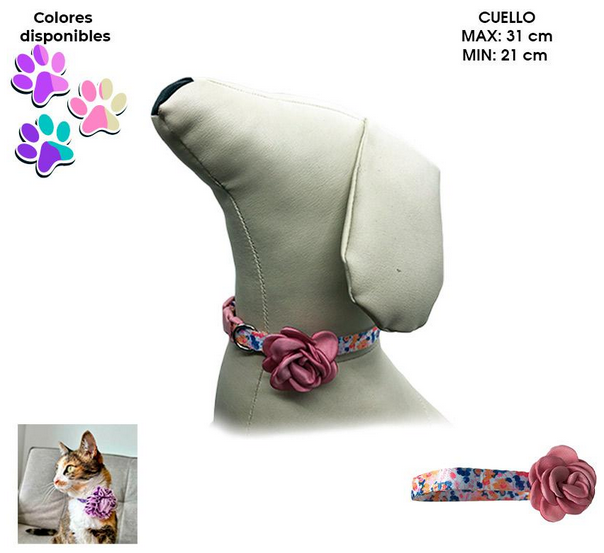 Collar de Gato con Rosa