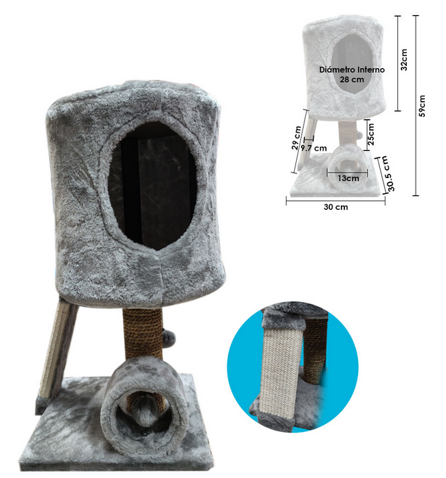 Rascador para Gatos Casita Gris
