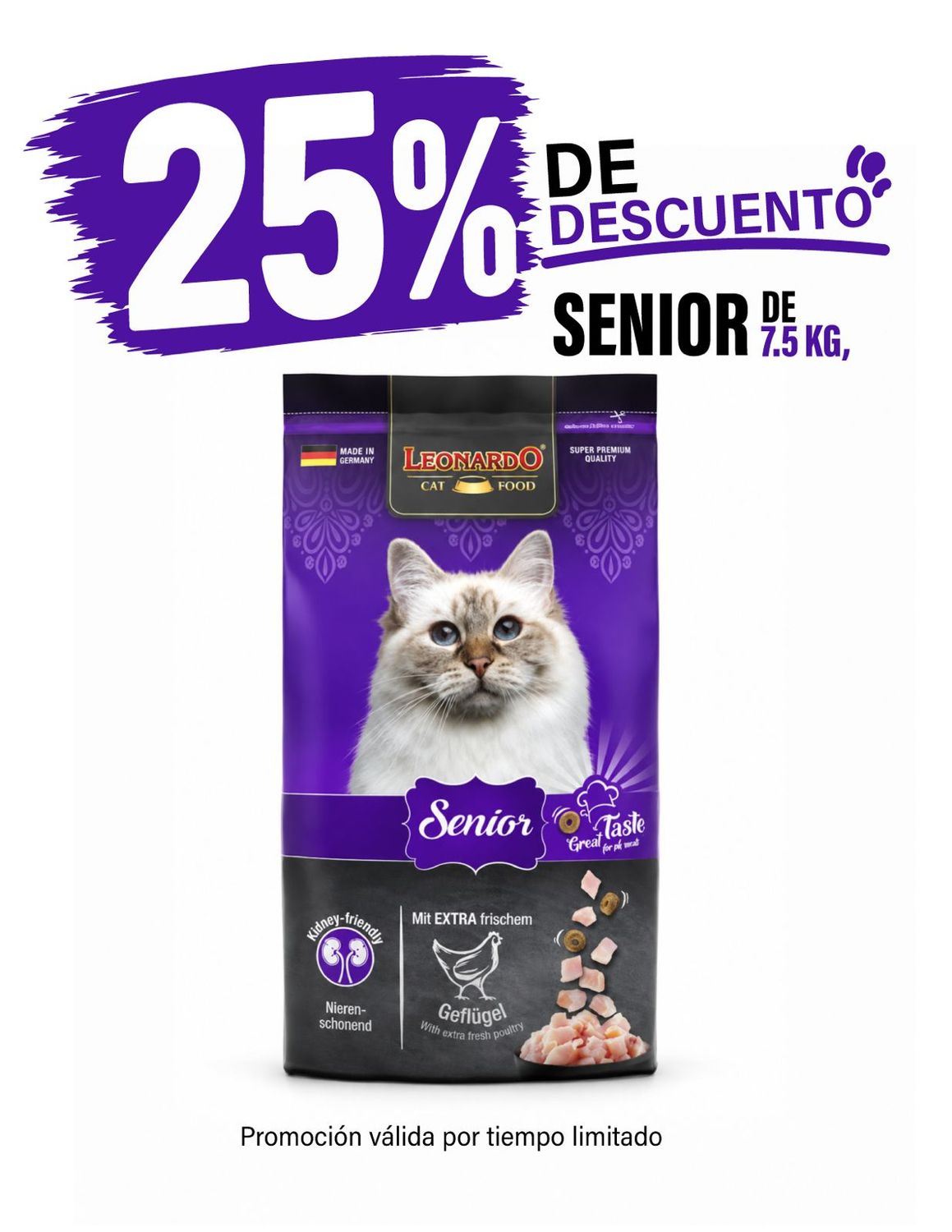 Alimento Seco para Gato Leonardo Senior - 7.5 kg