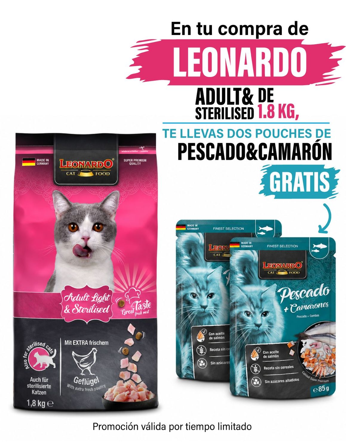 Alimento Seco para Gato Leonardo Adulto Light &amp; Sterilised - 1.8kg