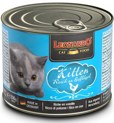 Alimento Húmedo en Lata para Gato Leonardo Kitten Rico en Ave 200 g