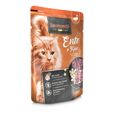 Alimento Húmedo en Sobre para Gato Leonardo Menú Pato &amp; Queso 85 g