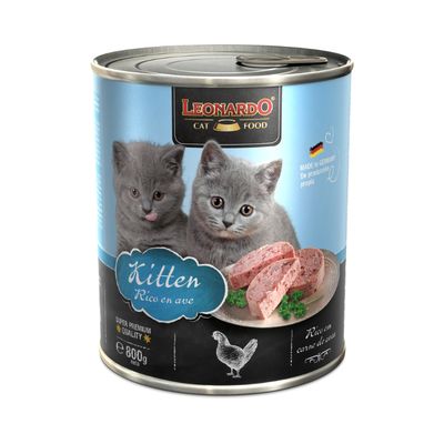 Alimento Húmedo en Lata para Gato Leonardo Kitten Rico en Ave - 800 g