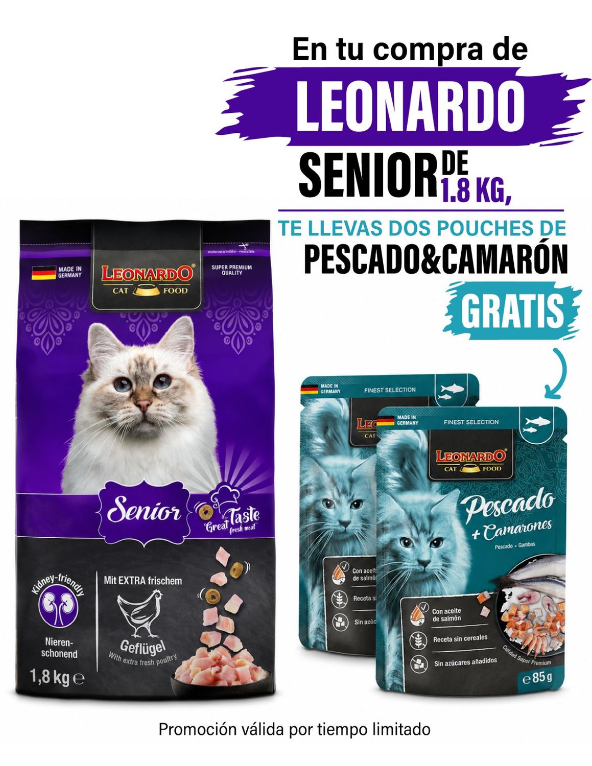 Alimento Seco para Gato Leonardo Senior - 1.8kg