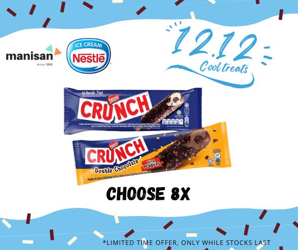[12.12] NESTLÉ Crunch Vanilla / Double Choc Ice Cream  (8 Sticks)