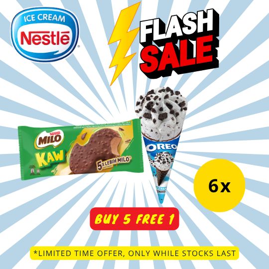 [FLASH SALE] Milo Kaw &amp; Oreo Ice Cream Cone (6 Pcs)