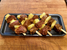 Jamaican pork and pineapple skewers