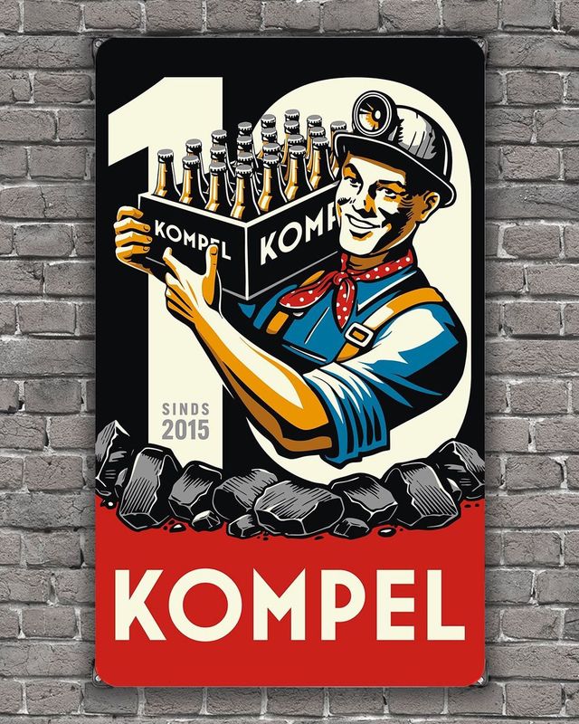 NIEUW - LIMITED Emaille Bord Kompel 10Y Kompel - Edition 2025 (30cmx50cm)