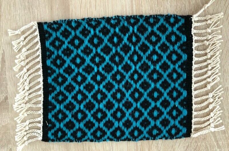 Tapis mini "Rhombe" noir/turquoise