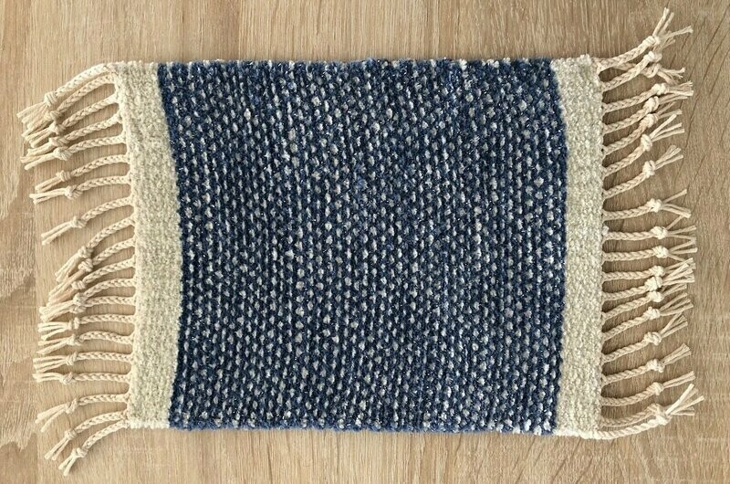 Tapis mini "Puntini" scintillant bleu/blanc