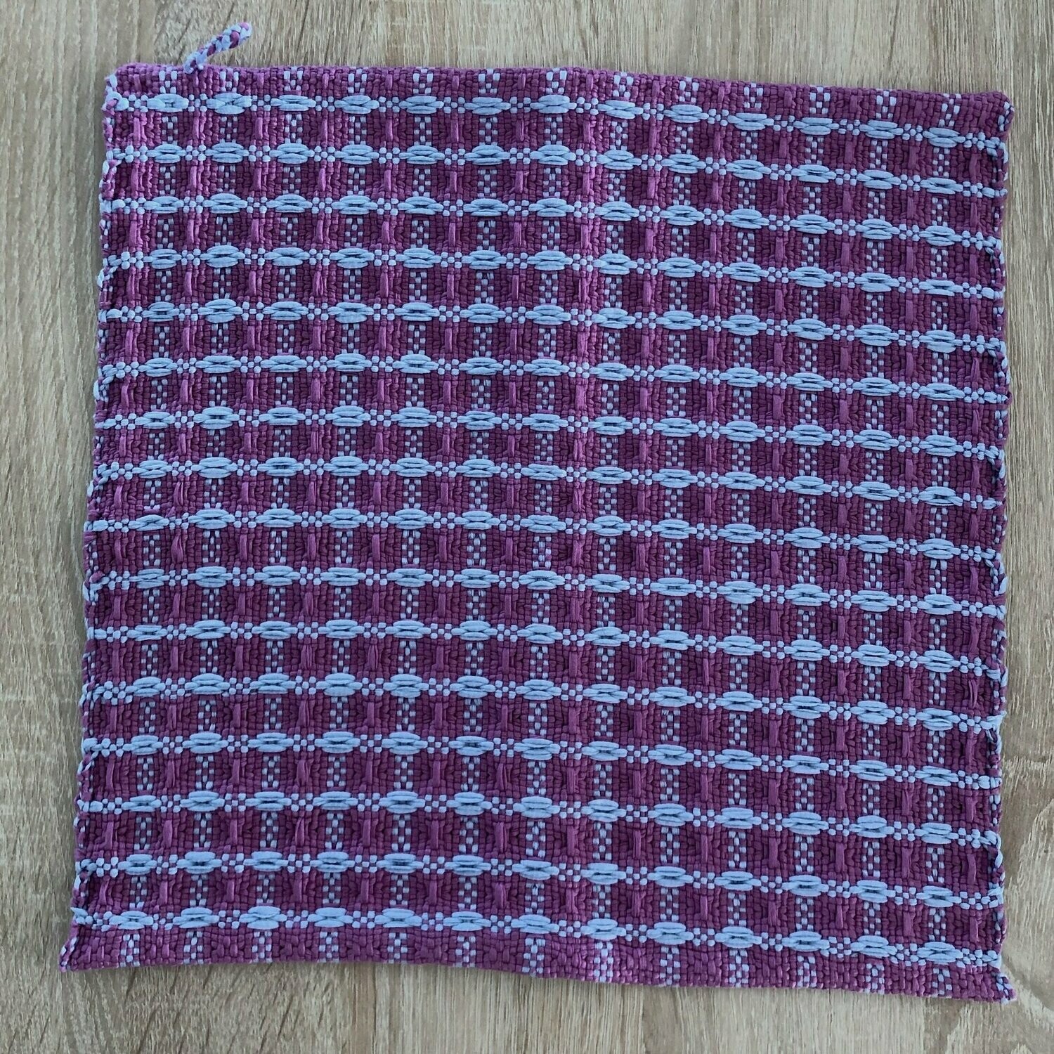 2 Essuie-mains "Maya" motif lignes mauve/bleu clair