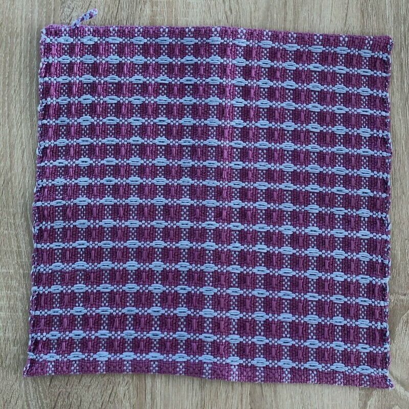 2 Essuie-mains "Maya" motif lignes mauve/bleu clair