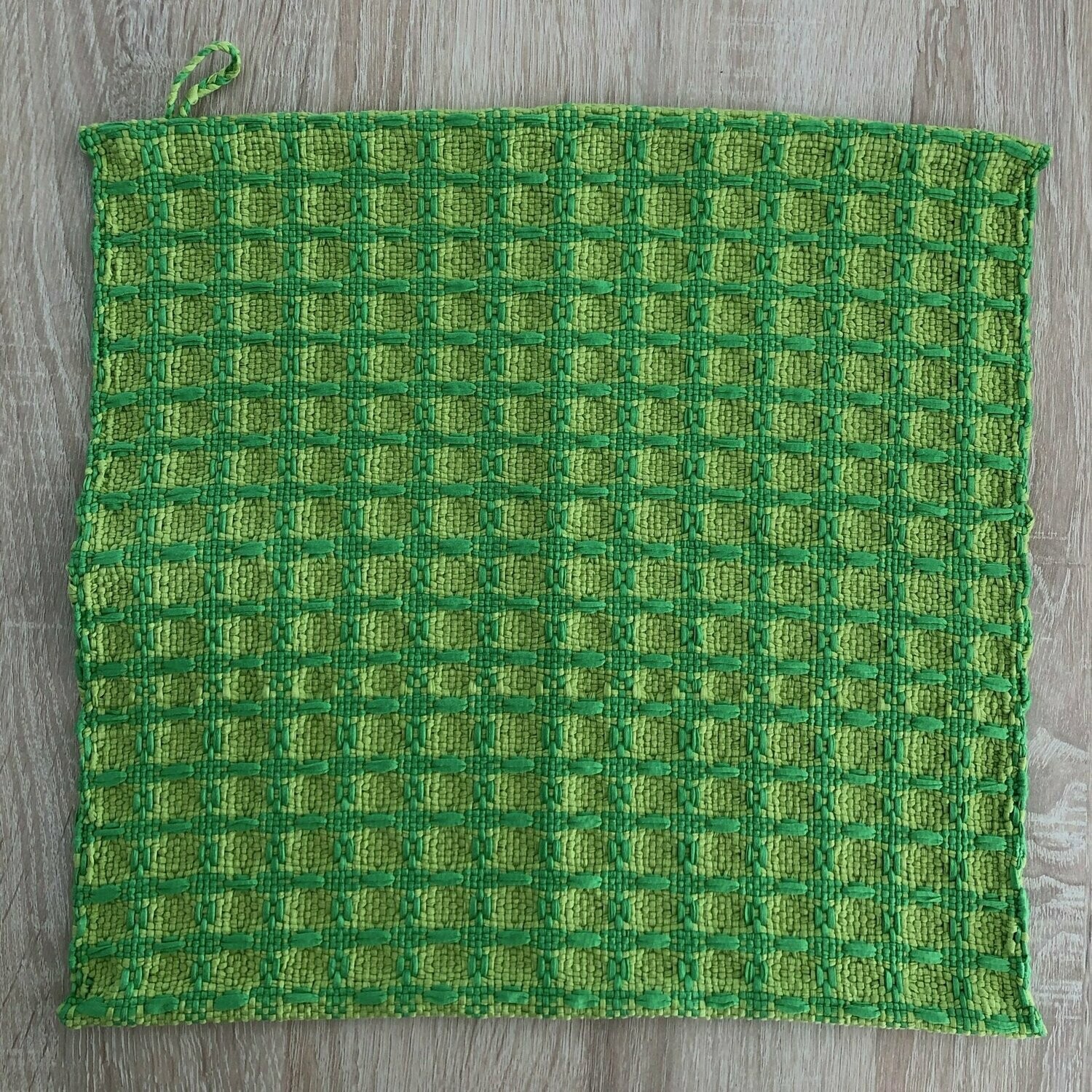 2 Essuie-mains "Maya" motif carrés vert clair/vert