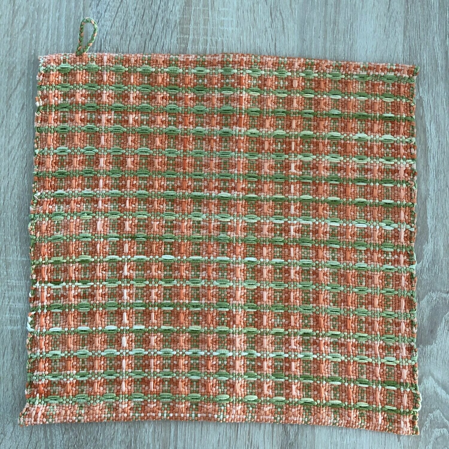 2 Essuie-mains "Maya" motif lignes orange/vert