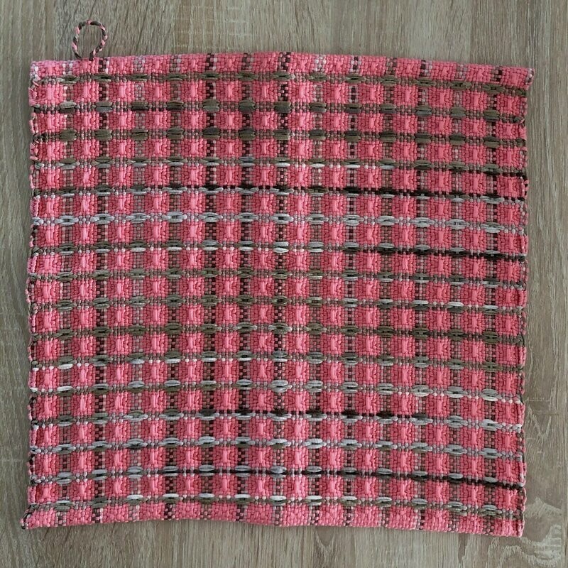 2 Essuie-mains "Maya" motif lignes rose/beige