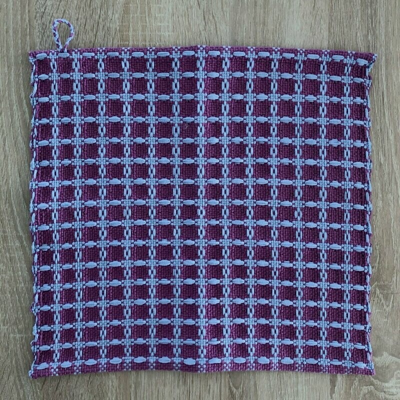 2 Essuie-mains "Maya" motif carrés mauve/bleu clair