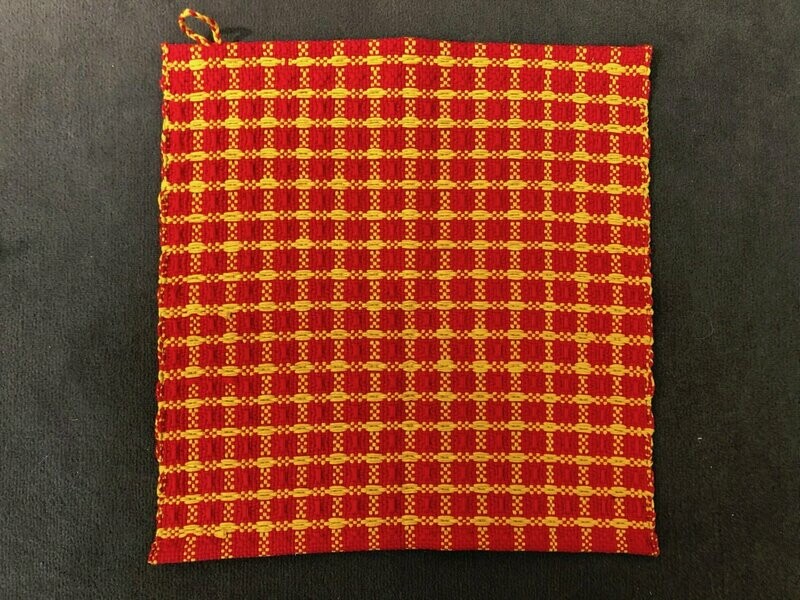 2 Essuie-mains "Maya" lignes rouge/jaune