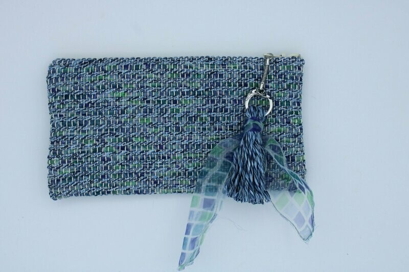 Trousse "Soshik" bleu tirette argentée
