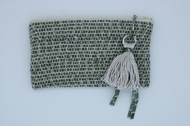Trousse "Soshik" organza gris tirette argentée