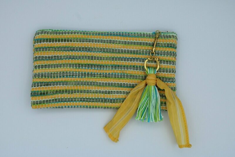 Trousse "Soshik" vert/jaune tirette dorée