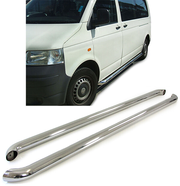 Marche Pieds en Aluminium Brossé pour VOLKSWAGEN / VW Bus T5 Après 2009