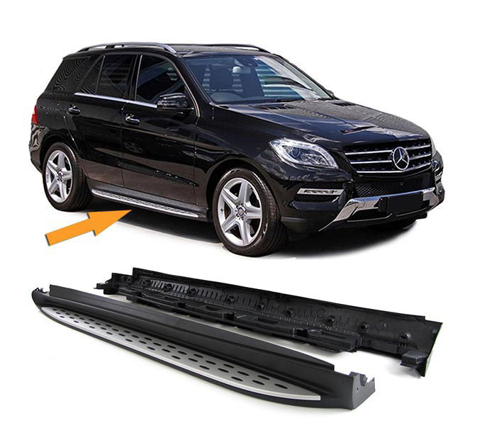 Marche Pieds en Aluminium Brossé pour Mercedes ML W166 à partir de 2011