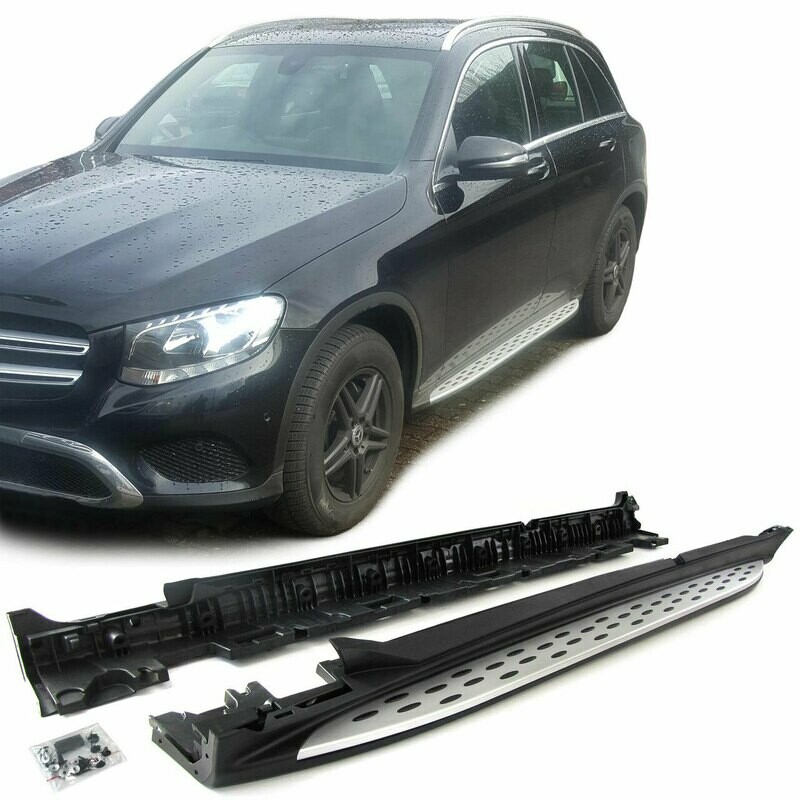 Marche Pieds en Aluminium Brossé pour Mercedes GLC X253 à partir de 2015