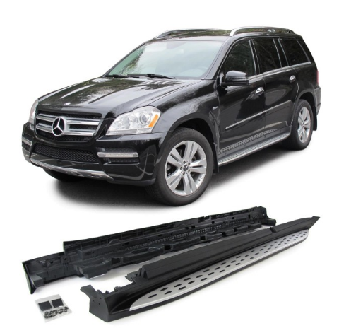 Marche Pieds en Aluminium Brossé pour Mercedes GL X164 2006 - 2012
