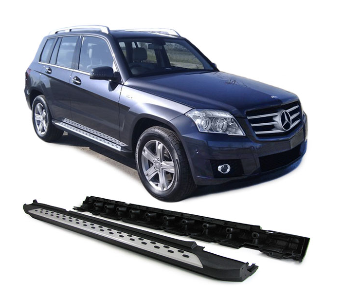 Marche Pieds en Aluminium Brossé pour Mercedes GLK X204 2008 - 2015