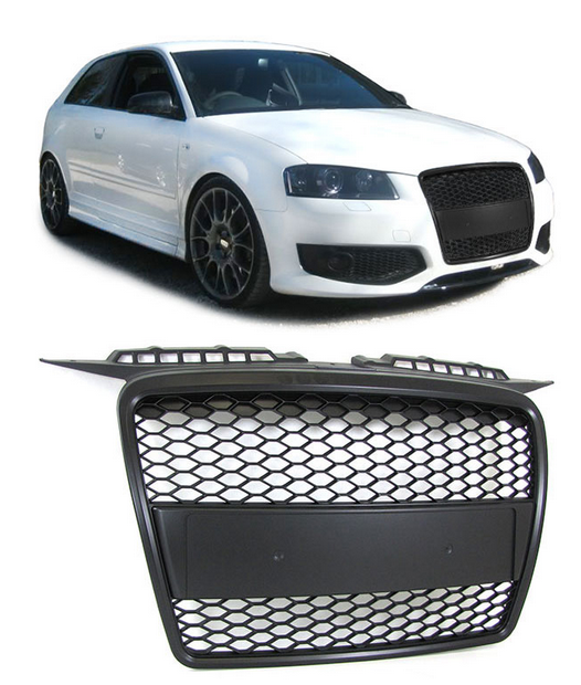 Calandre / Grille Audi A3 8P Phase 1 Look RS3 / Nid'Abeille Noir Mat 2005-2008