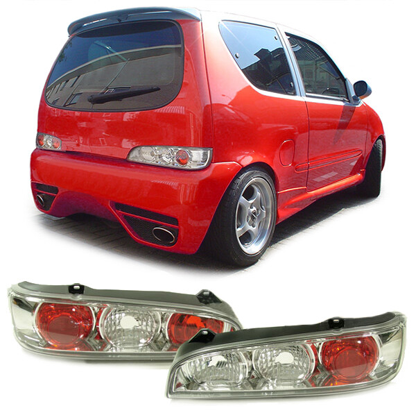 Paire de feux arrière en verre clair chrome pour FIAT Seicento à partir de 1998