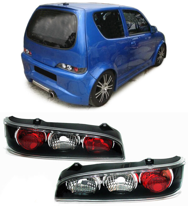 Paire de feux arrière en verre transparent noir pour FIAT Seicento à partir de 1998