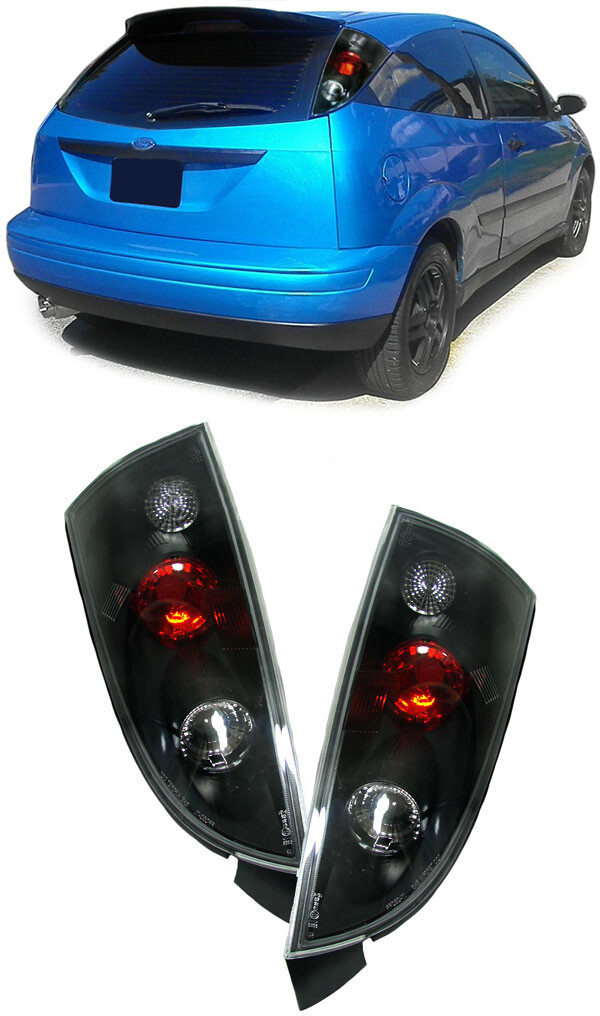 Paire de feux arrière en verre transparent noir pour Ford Focus 1998-2004