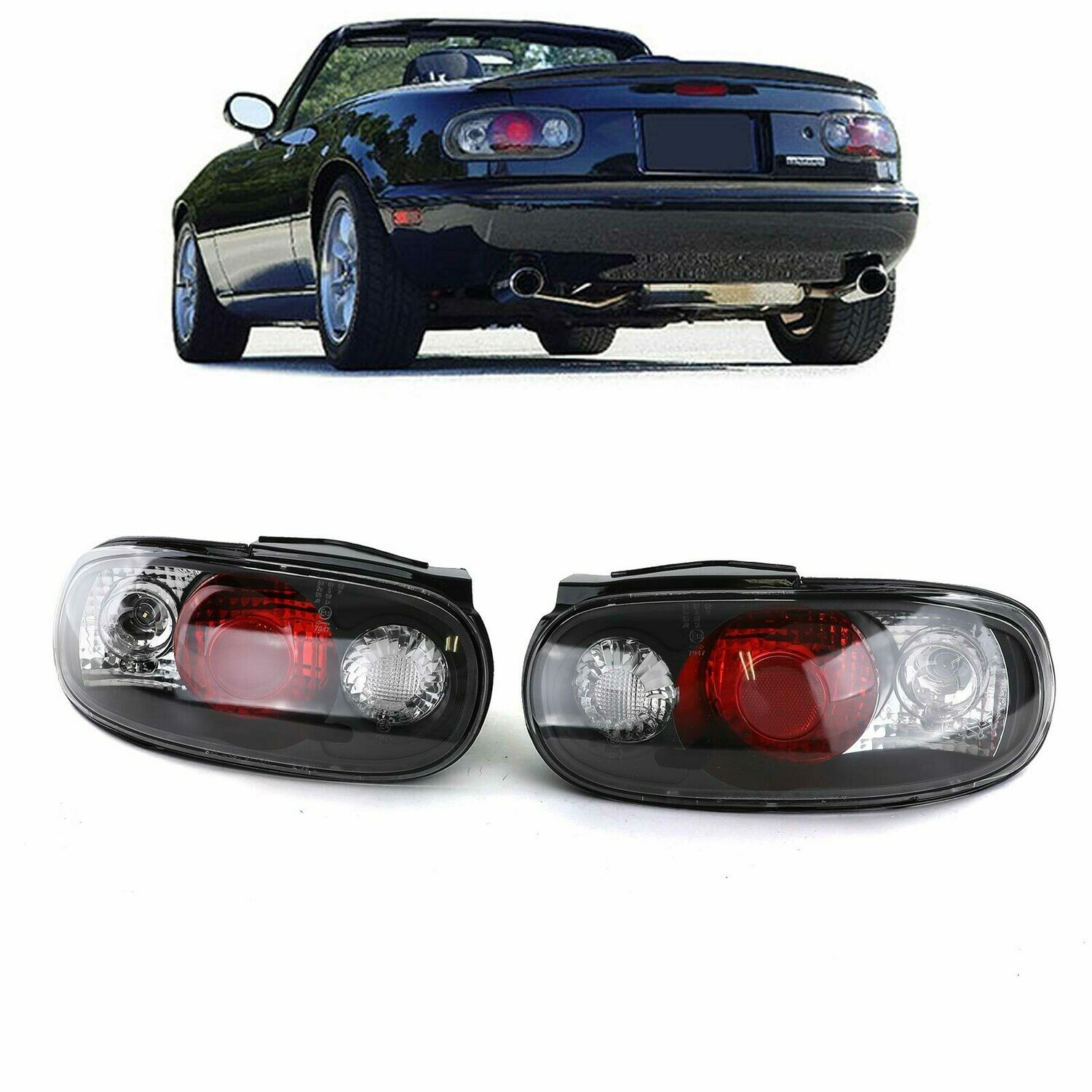 Paire de feux arrière en verre noir pour Mazda MX5 NA 1989-1998