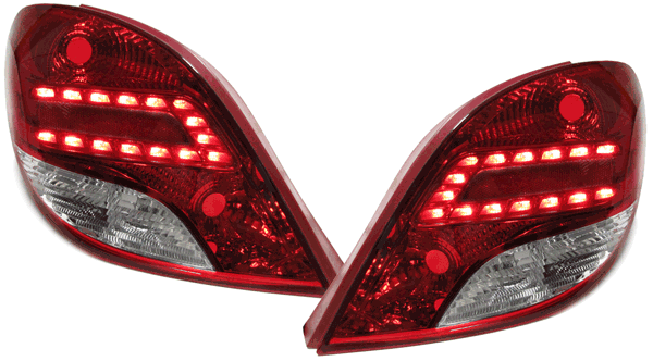 Paire de feux arrière à LED en verre rouge clair pour Peugeot 207 2006-2012