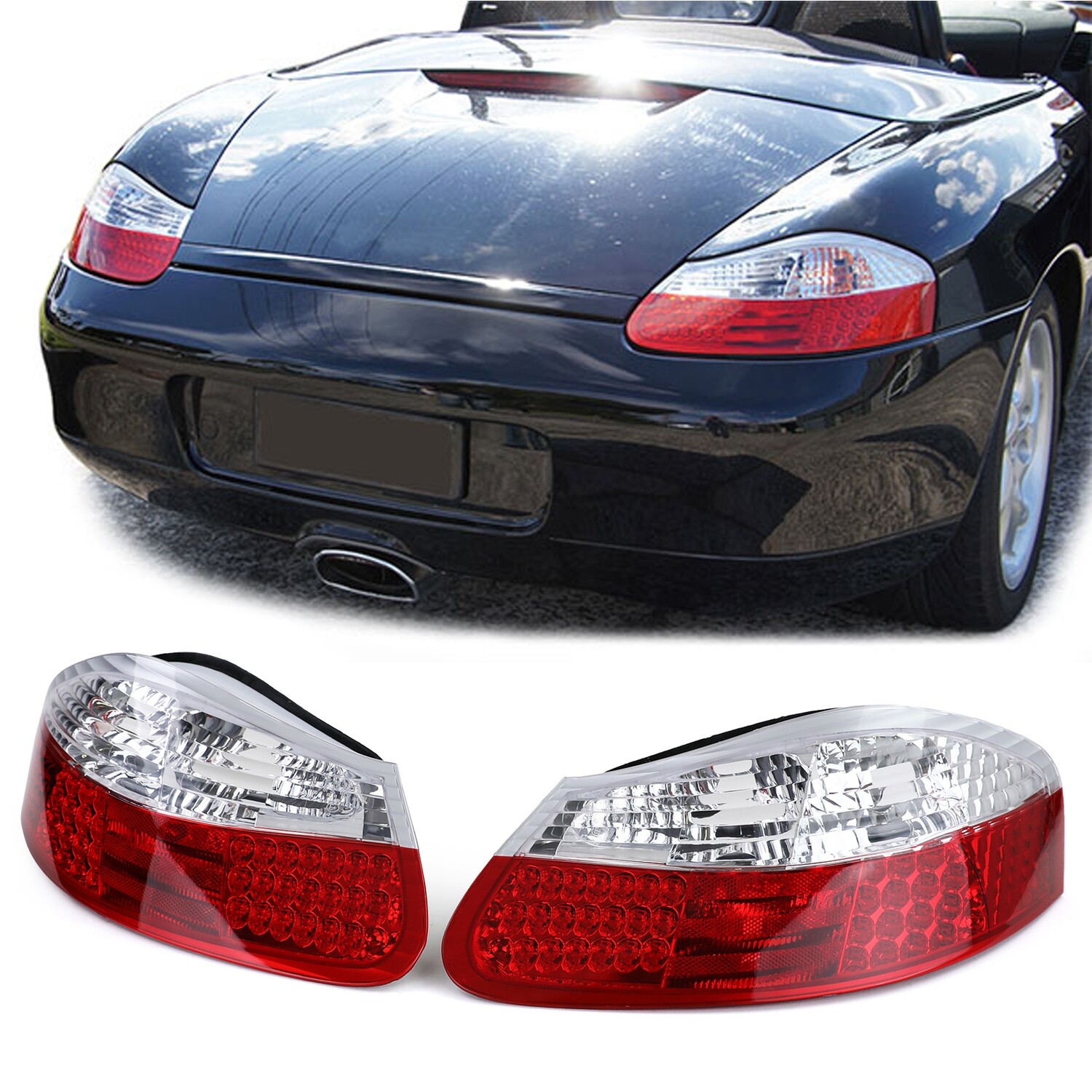 Paire de feux arrière à LED rouge clair pour Porsche Boxster 986 1996-2004