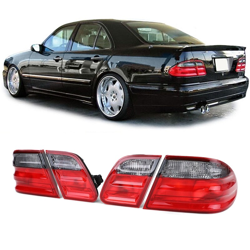 Paire de feux arrière rouge noir pour Mercedes Classe E Berline W210 1995-2002