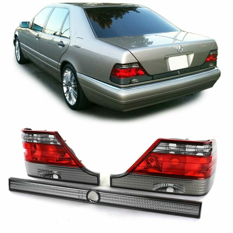 Paire de feux arrière rouge noir + partie centrale pour Mercedes S W140 1994-1998