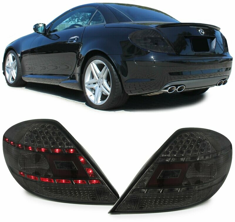 Paire de feux arrière à LED en verre noir fumée pour Mercedes SLK R171 2004-2011