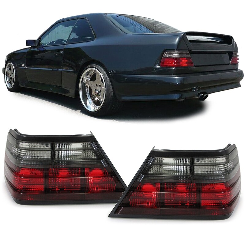 Paire de feux arrière rouge noir pour Mercedes W124 Berline Coupé Cabriolet 1985-1995