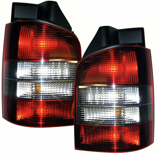 Paire de feux arrière rouge noir pour Volkswagen T5 Bus + Transporter 2003 - 2009