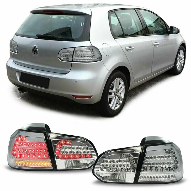 Paire de feux arrière à LED chrome avec clignotants LED pour Volkswagen Golf 6 berline 2008-2012